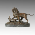 Animal Statue Lion&Crocodile Fight Bronze Sculpture, E. Delabrierre Tpal-156